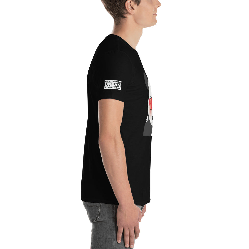 Hello Panda Light RedPHAT PANDA URBAN STREETWEARYou've now found the staple t-shirt of your wardrobe. It's made of 100% ring-spun cotton and is soft and comfy. The double stitching on the neckline and sleeves add